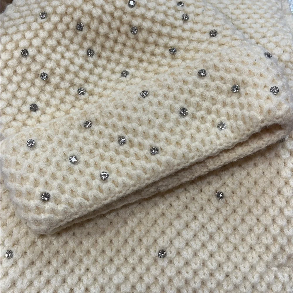 Anthropologie Maeve Waffle Rhinestone Scarf Set New without tags